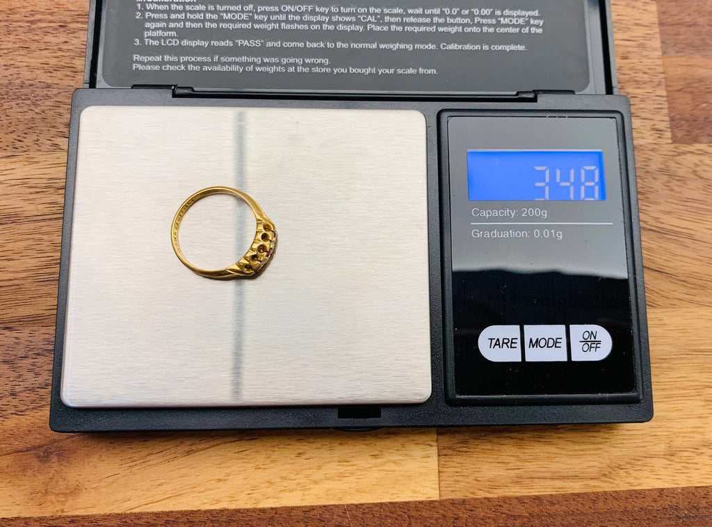 Edwardian 18Ct Yellow Gold Ruby and Rose Cut Diamonds Ring, Size UK N/US 6 3/4