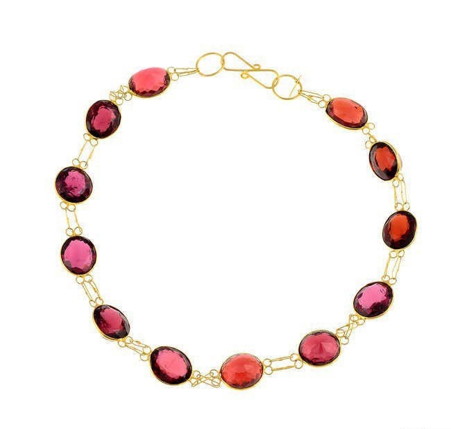 14ct Gold Garnet Bracelet , Gift for her, Ruby & Orange Colour