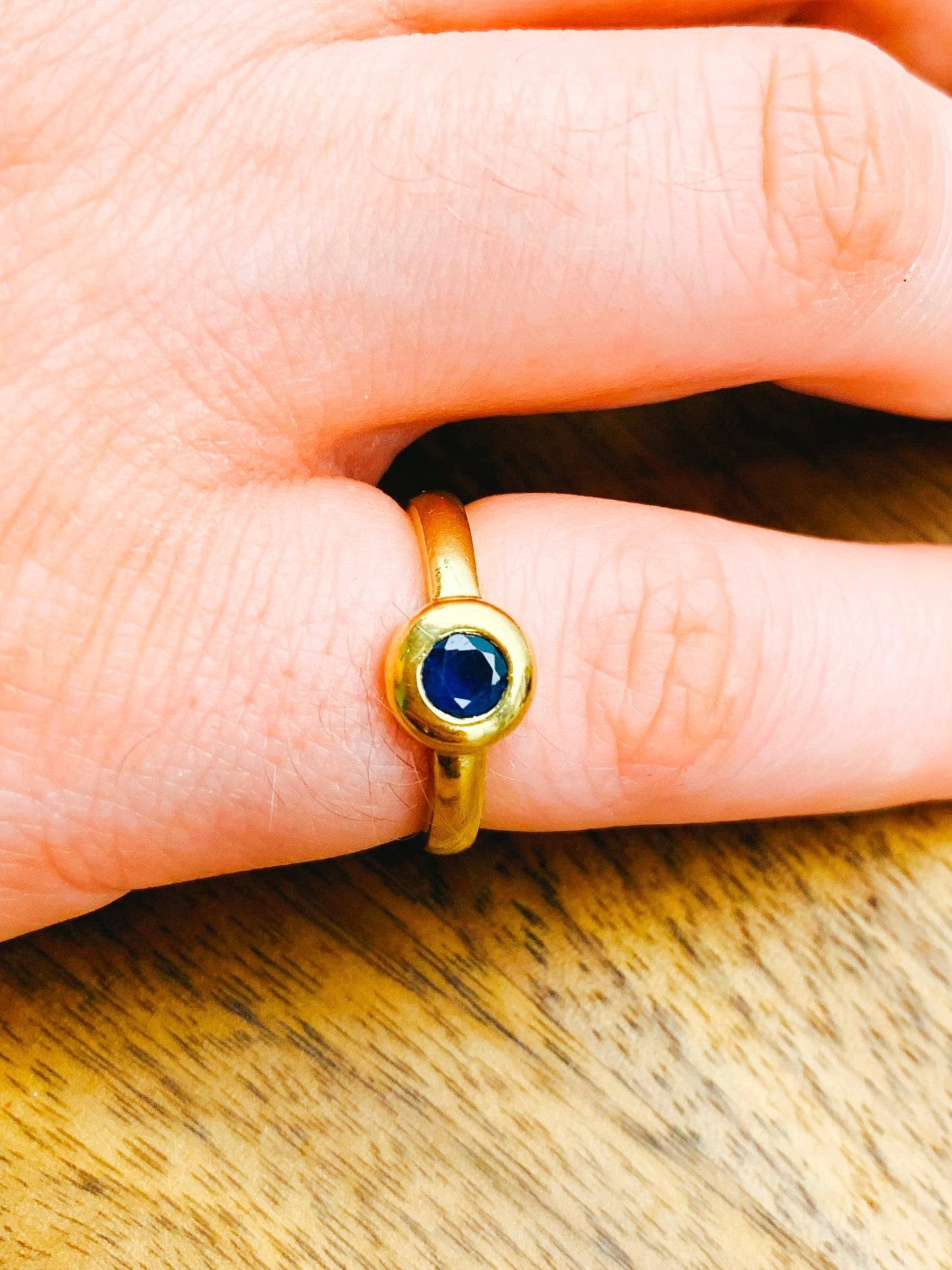Vintage Blue Sapphire,Ruby and Emerald set in 18ct Yellow Gold Rings,Engagement Ring,Anniversary Ring,Birthday Gift,Size UK O 1/2,US 7 1/2