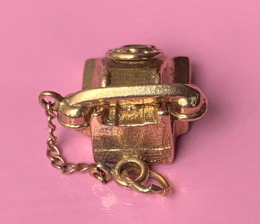 Vintage Heavy Mechanical Solid 9ct Yellow Gold Telephone Charm/Pendant