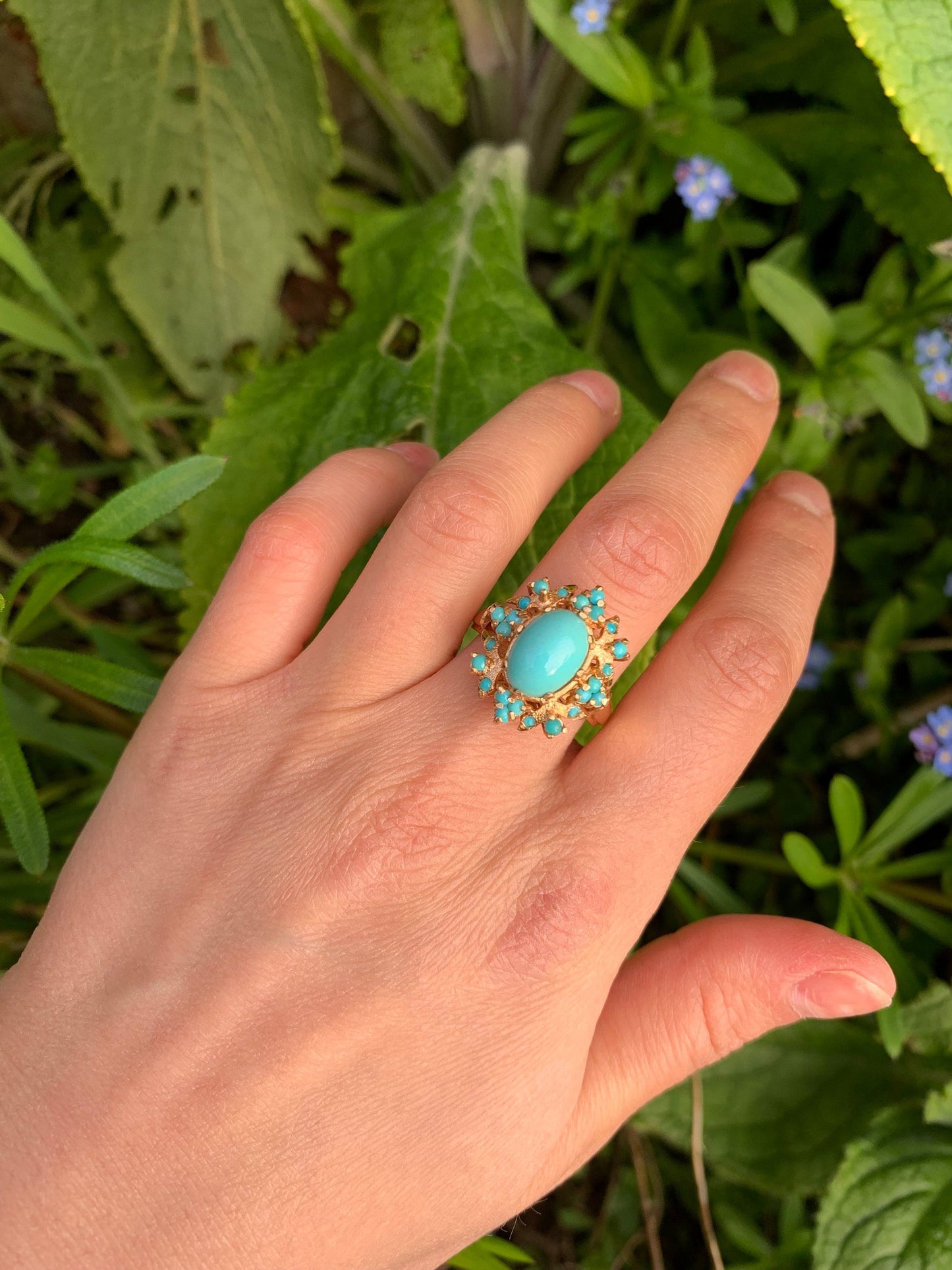 Vintage 18ct Gold Turquoise Cocktail Ring, Size P