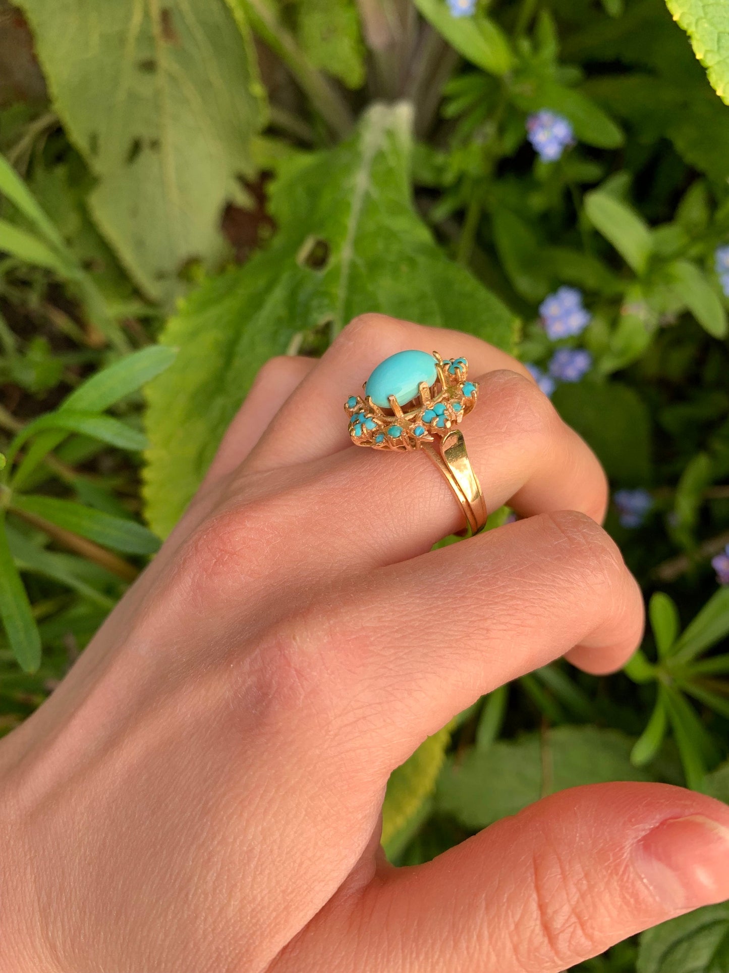 Vintage 18ct Gold Turquoise Cocktail Ring, Size P