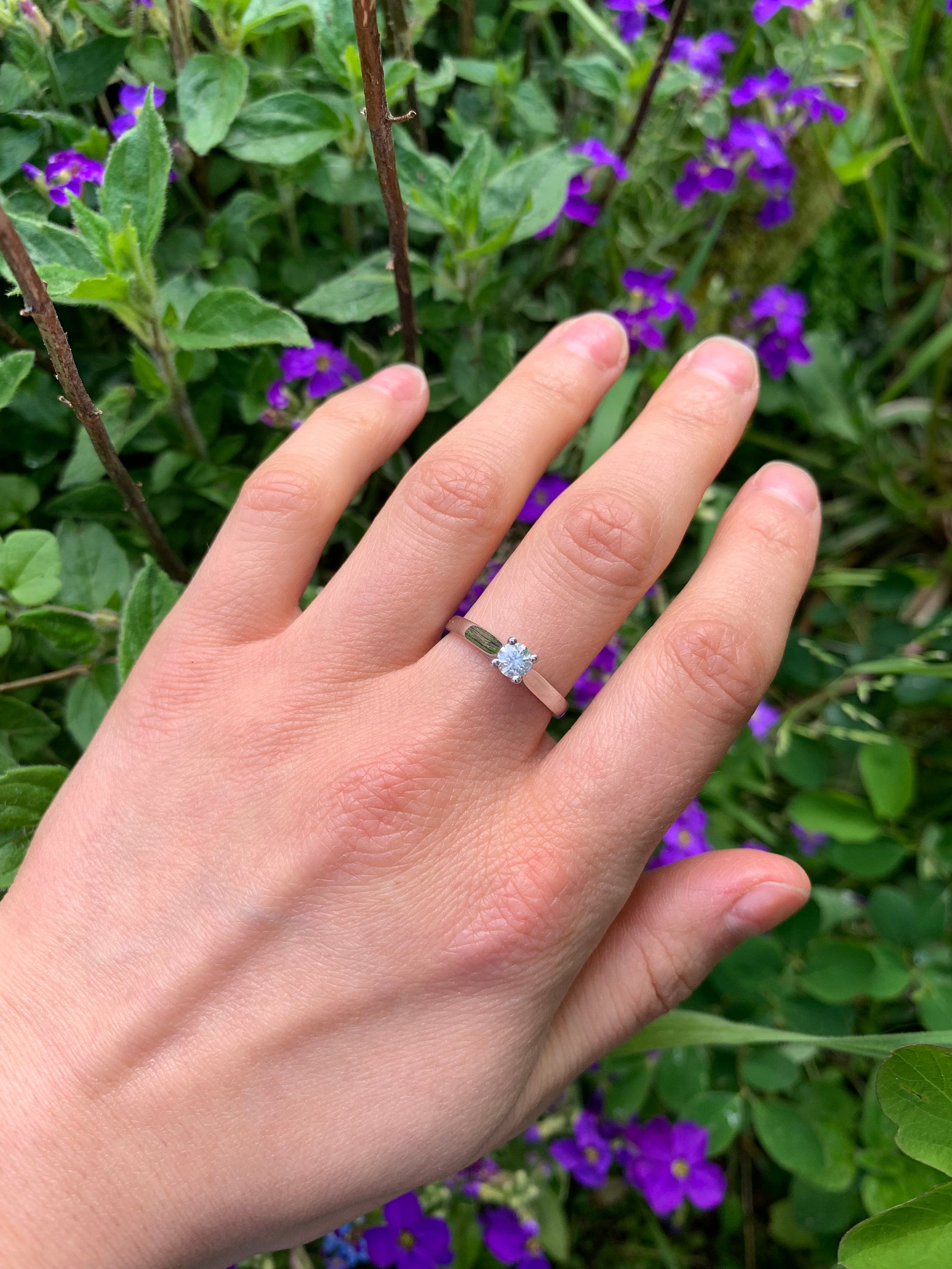 Hermoso anillo de diamante solitario de platino de 0,25 quilates, anillo de compromiso, anillo de aniversario, tamaño Reino Unido L, EE.UU. 5 3/4