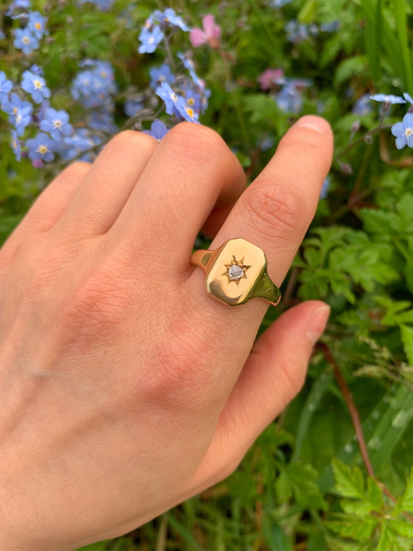 Vintage approx. 0.10ct Rose Cut Diamond 18ct Yellow Gold Signet Ring,Gents Ring,Anniversary Birthday Gift for Him,Size UK U,US 10