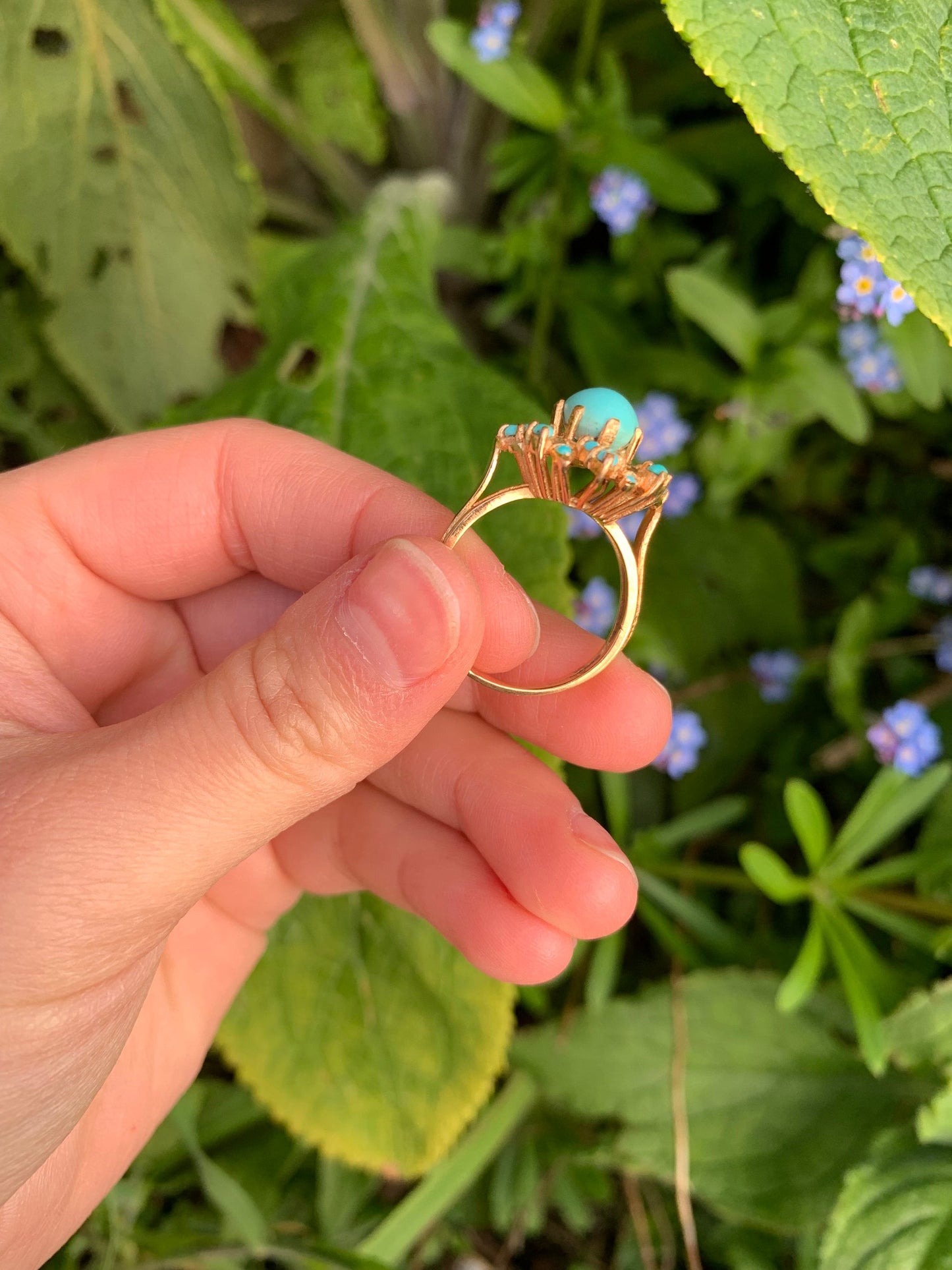 Vintage 18ct Gold Turquoise Cocktail Ring, Size P