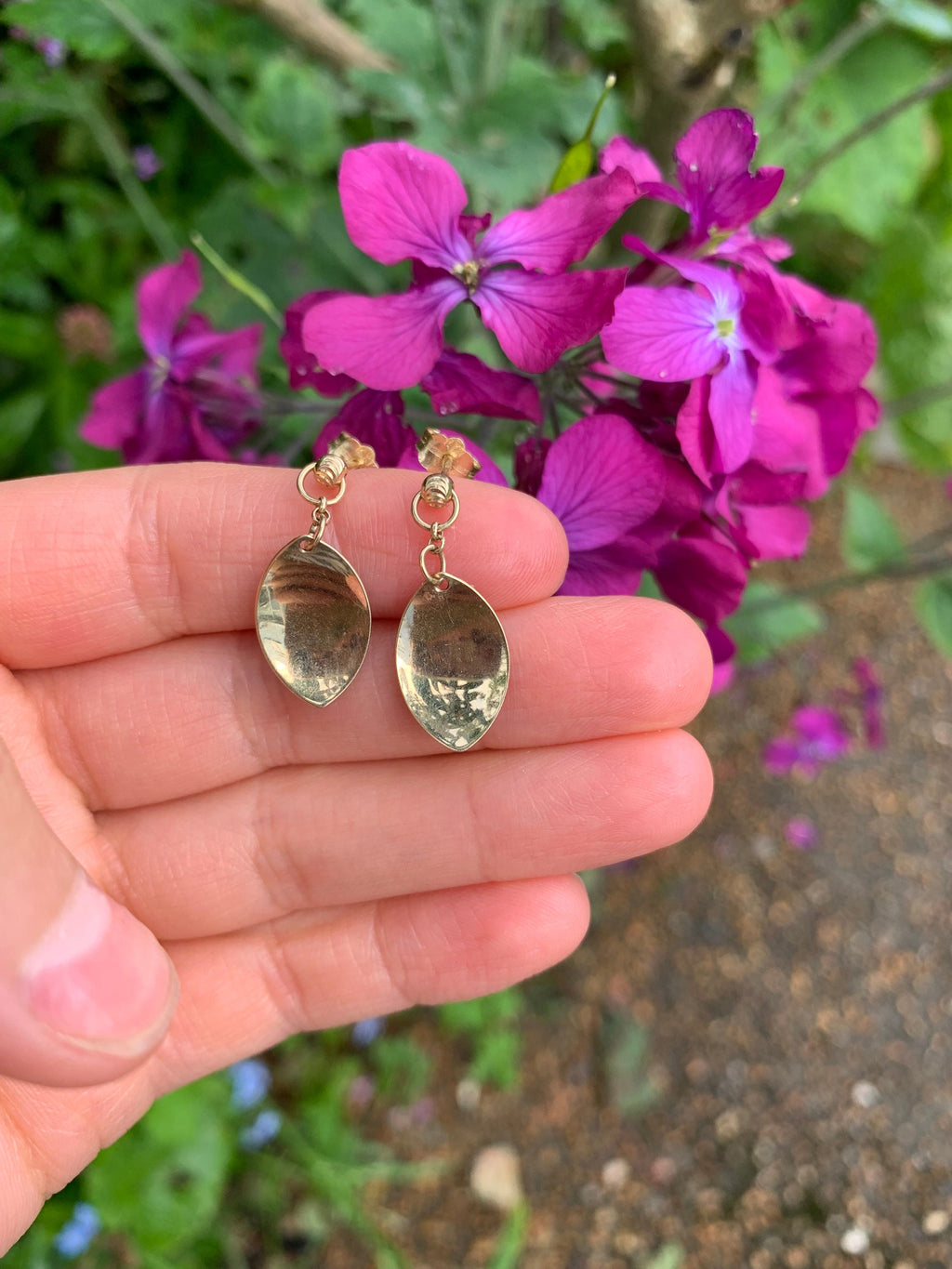 Unique and Rare Vintage 14K Gold Tiger Leopard Pattern Leaf Shaped Earrings,Drop Earrings