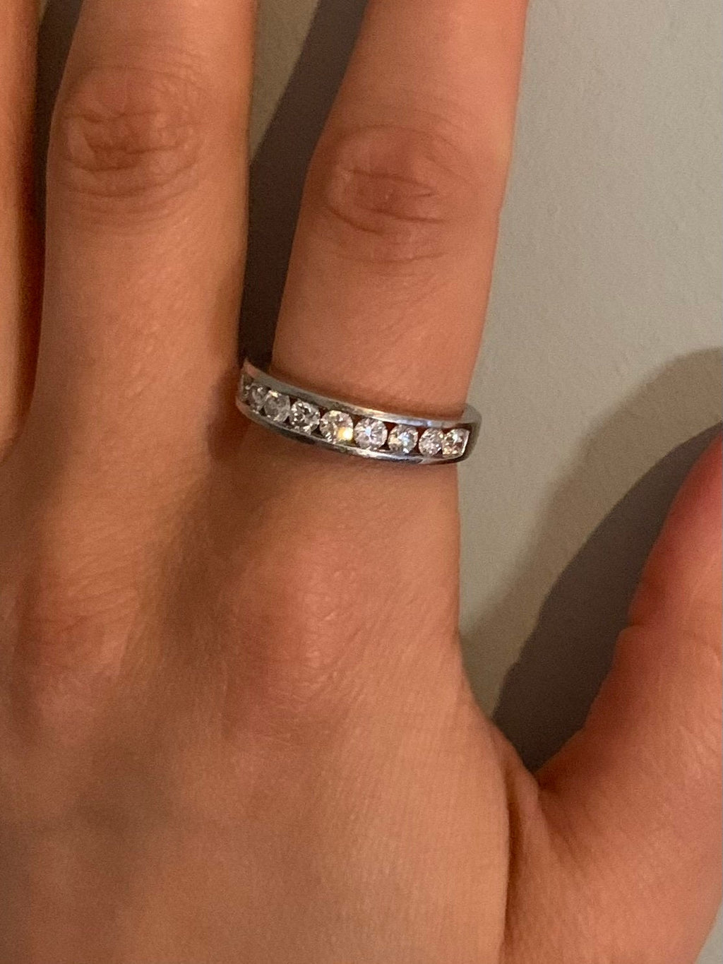 Vintage 0.75ct Round Brilliant Cut Diamond Half Eternity Ring set in 9ct White Gold
