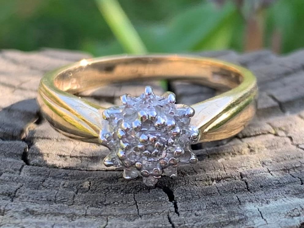 Vintage Diamond Cluster 9ct Gold Ring