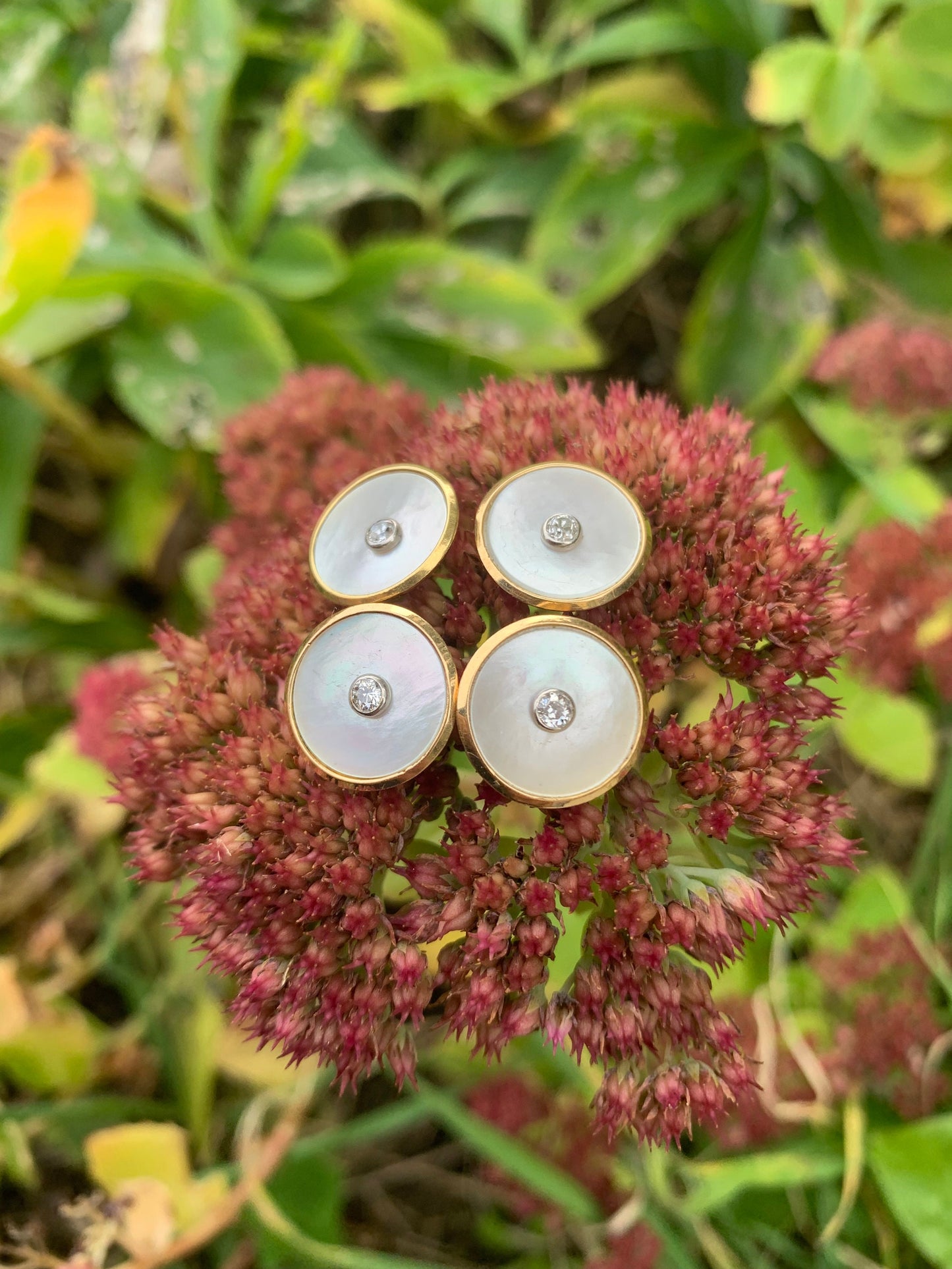 Pre-owned Solid 18ct Yellow Gold Diamond Buttons