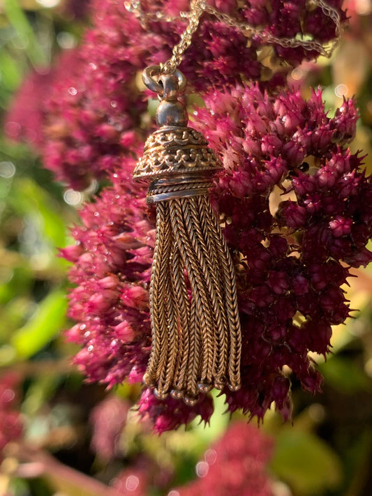 Very Rare Antique/Vintage Large 9ct Yellow Gold Ornamented Tassel Pendant and Necklace