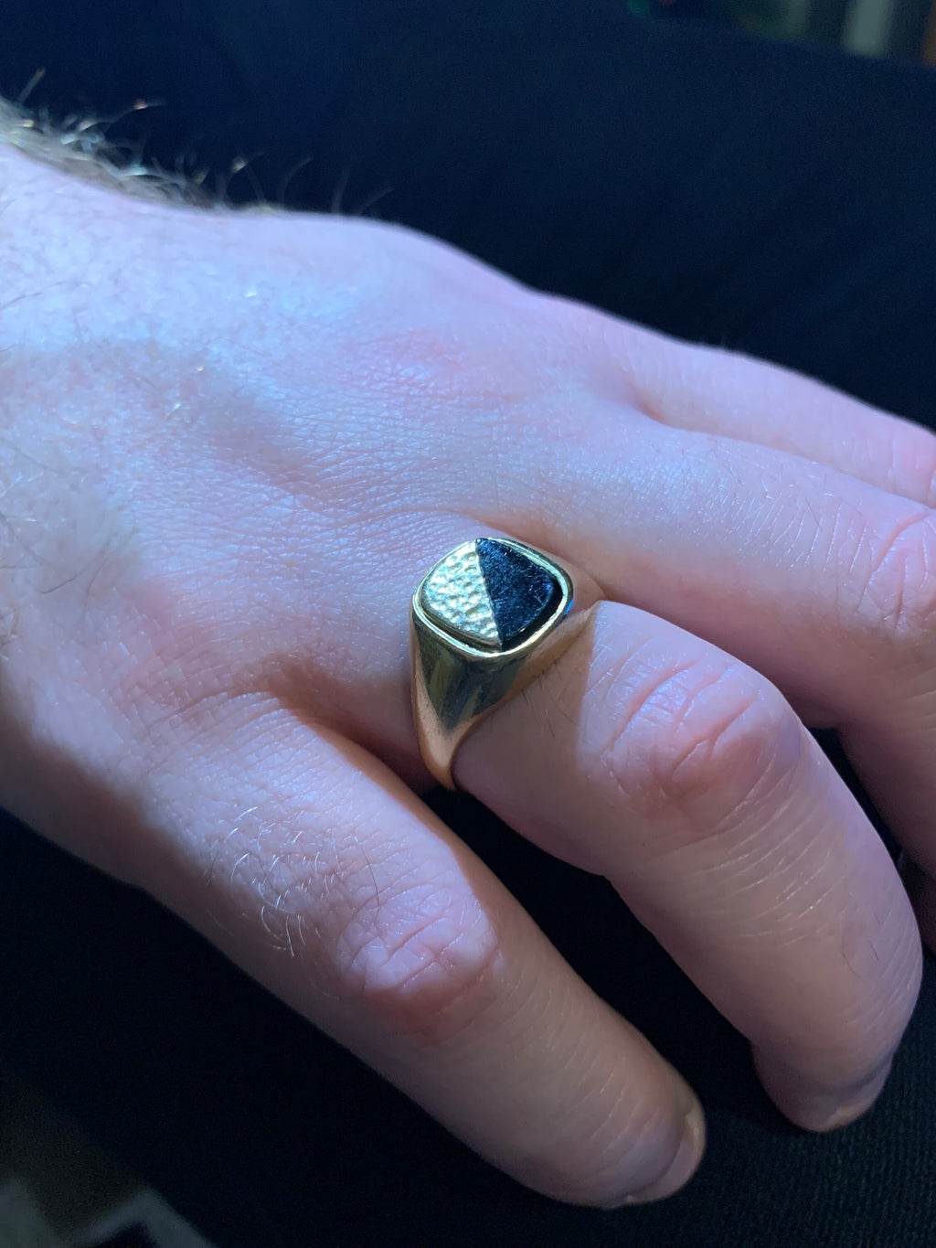 Anillo De Sello De Oro De 9 Quilates Con Onyx Gent Talla Y