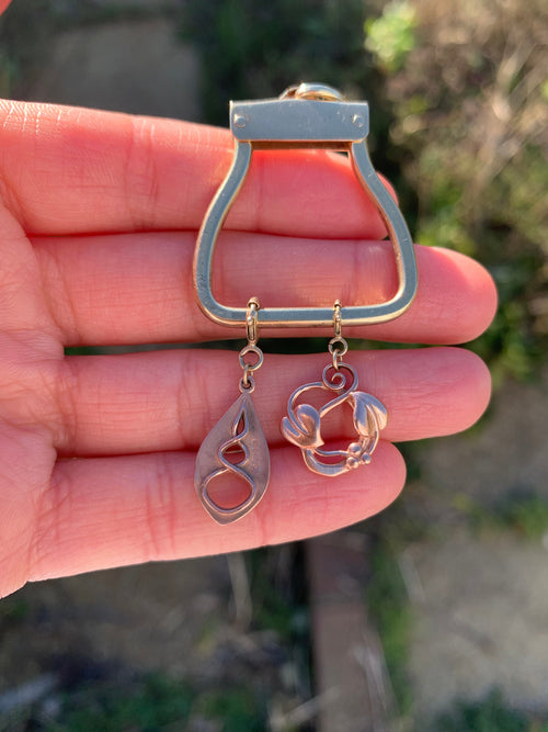 2x تعليقة محببة مسبقًا من الذهب الوردي والأصفر الويلزي المخرم عيار 9 قيراط