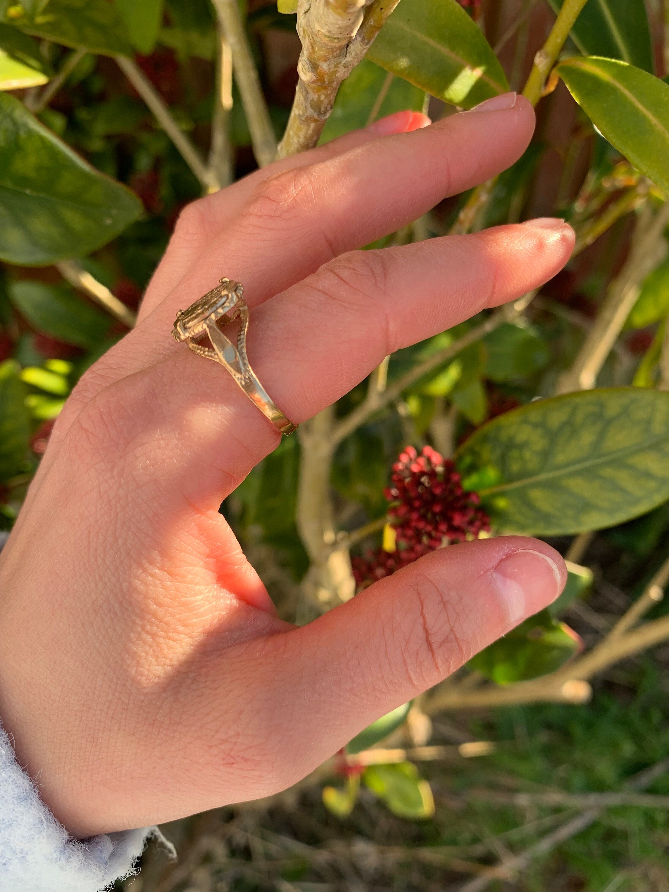 Anillo de moneda de oro vintage de 9 qt, tamaño Reino Unido N, EE. UU. 6 3/4