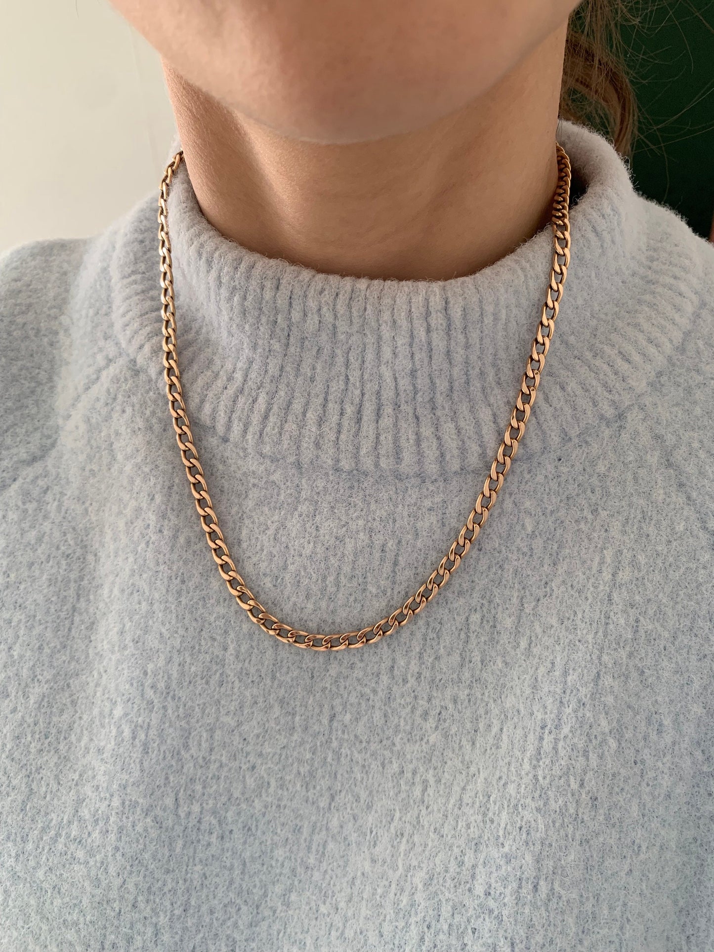 Vintage 9ct Solid Rose Gold 5mm Curb Chain Necklace,Anniversary Birthday Gift 46.5cm,8.05g